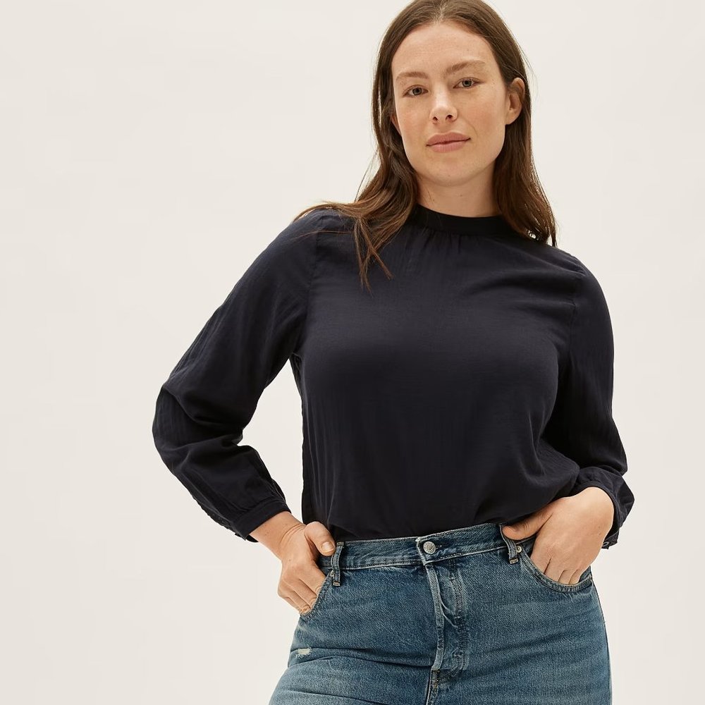 Everlane Navy Blouse